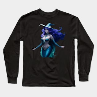 Beautiful Blue Mermaid Witch Long Sleeve T-Shirt